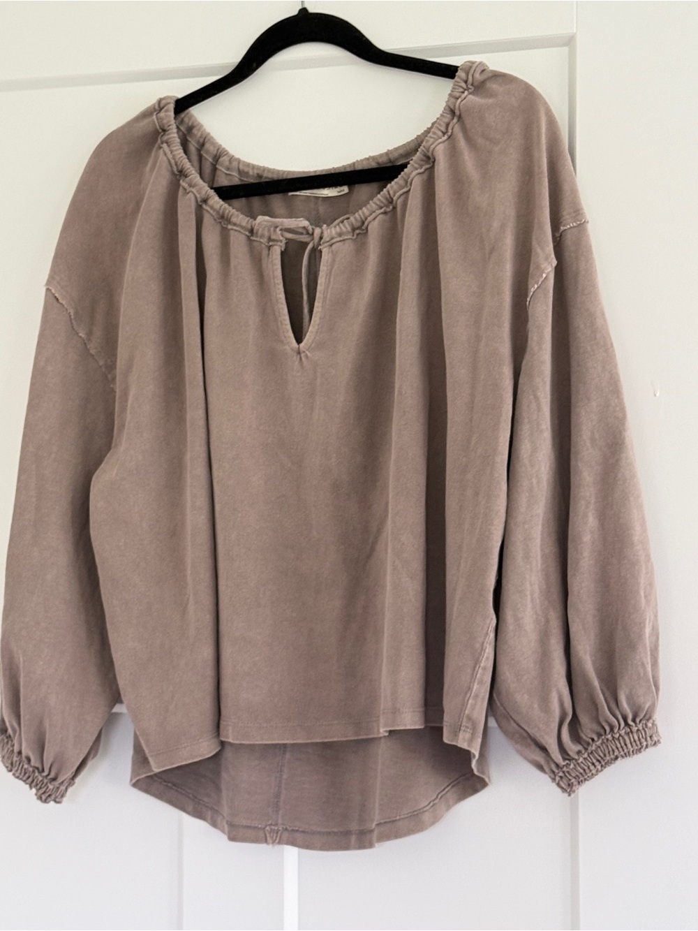 We The Free Washed Taupe Peasant Tunic Top